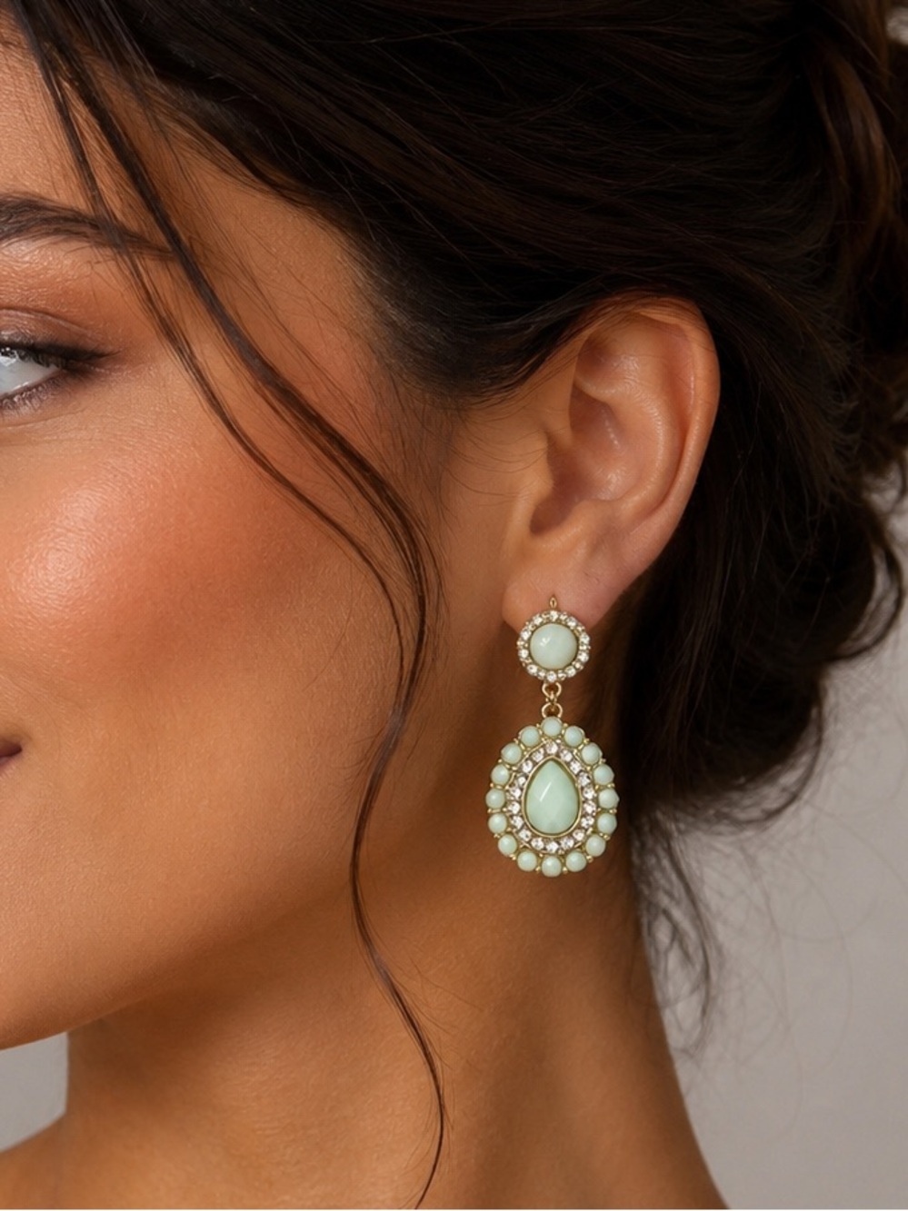 Elegant Mint Teardrop Statement Earrings